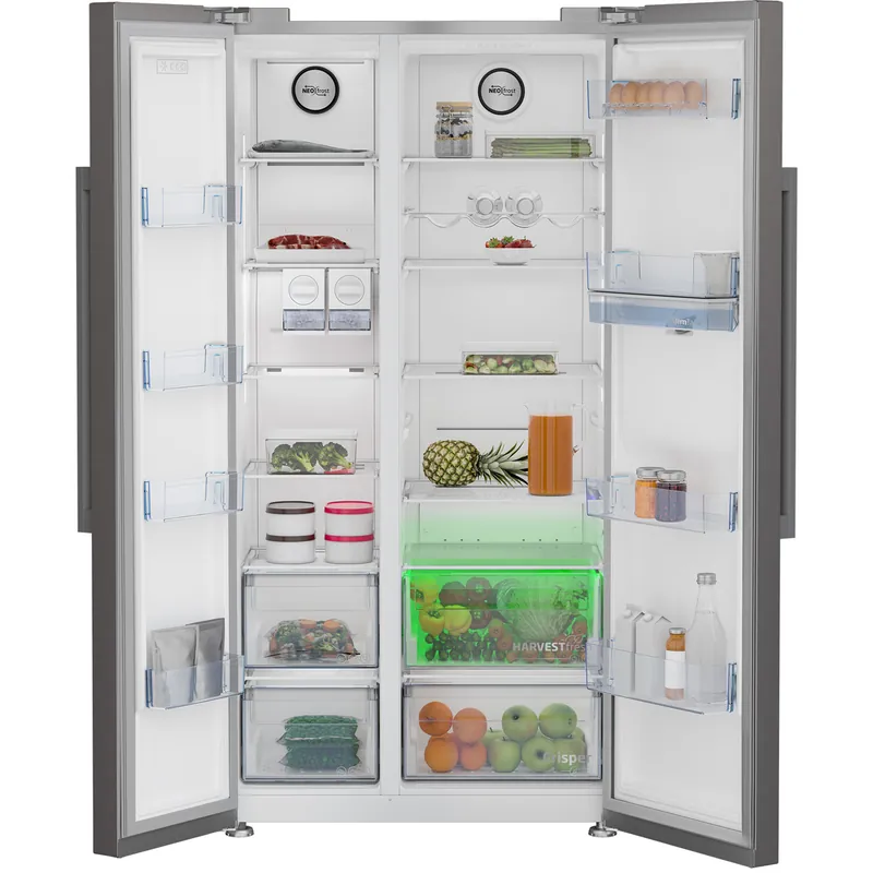 BEKO GN163242XBCHN Foodcenter 554l Side by Side No Frost, silber, Wasserspender mit Tank - Begrenzte Stückzahl